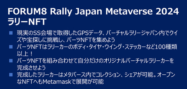 WRCラリー＆メタバース＆NFTを子ども達と!「ラリージャパン2024」でフォーラムエイトが「バーチャルラリー教室」と「ラリーNFT」を提供