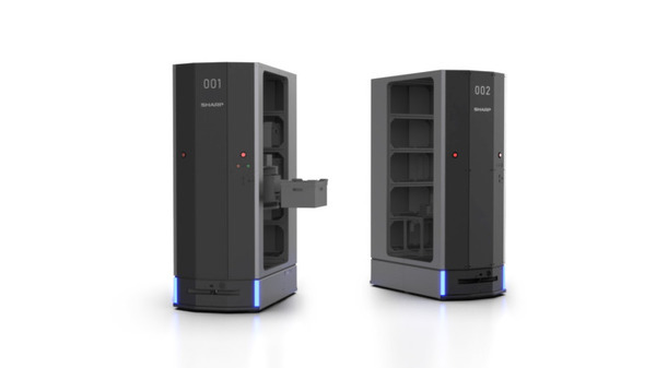 シャープがスリム型スタッカー自動搬送ロボットの受注開始　製造工場における材料や仕掛品の搬送を自動化