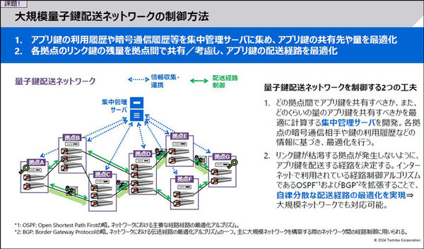 東芝が大規模な量子暗号通信ネットワーク向け「量子鍵の配送制御」と「配送高速化技術」を開発　量子暗号通信の現状と課題、発表内容を解説