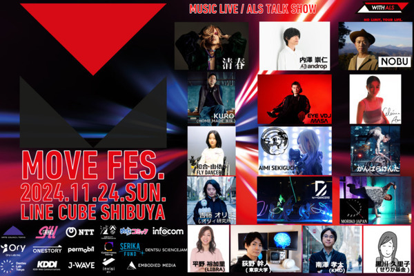 ALS啓発 音楽フェス「MOVE FES. 2024」11/24にハイブリッド開催　脳波でロボットアームを操作する身体拡張パフォーマンスなど