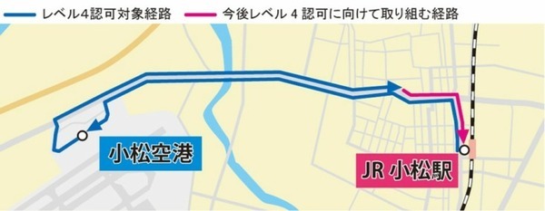 小松駅と小松空港間の自動運転バスが「レベル4」の認可を取得　小松市・BOLDLY・ティアフォー・アイサン・損保ジャパン