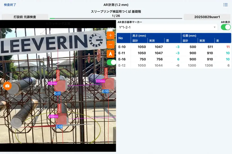 鴻池組 AI・AR活用のスリーブ検査システム「スリーブリング」と測量相番ロボット「スタッフィー」を公開実験