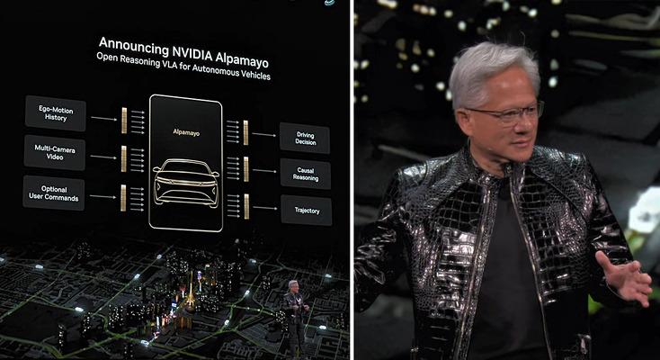 NVIDIA、CESで自動運転AI「Alpamayo」ファミリー発表　リーズニングAIと推論型VLAを組み合わせたオープンモデル 画像