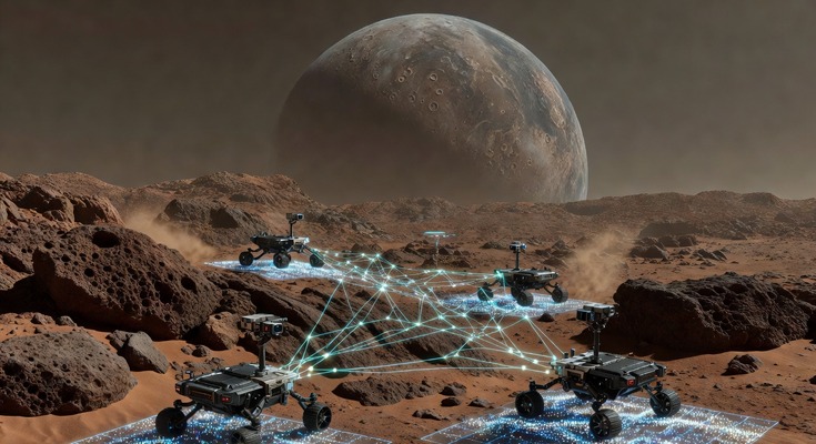 火星模擬地形で3台のロボットが協調SLAM：通信が途切れる環境での挑戦【話題の最新論文】 画像