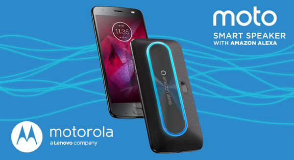 【どこでもアレクサ】モトローラ、スマホ背面に装着する「moto Smart Speaker with Amazon Alexa」モジュール発表！ 画像