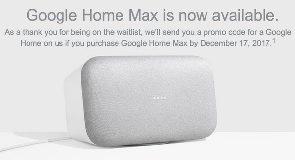 米国で399ドルのハイエンドスマートスピーカー「Google Home Max」販売開始 画像