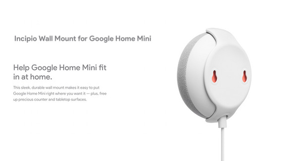 アメリカでGoogle Home Mini用の壁掛けマウント登場！ 画像