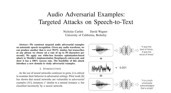 人間に聞こえない隠し音声コマンドを音声認識エンジンに識別させる論文が公開 画像