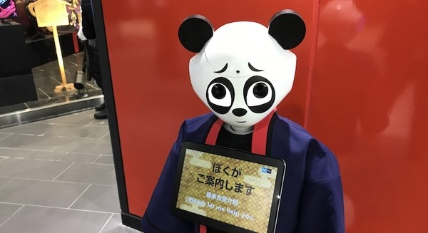 衝撃的な見た目の「パンダPepper」、浅草駅で客の視線を独り占め 画像