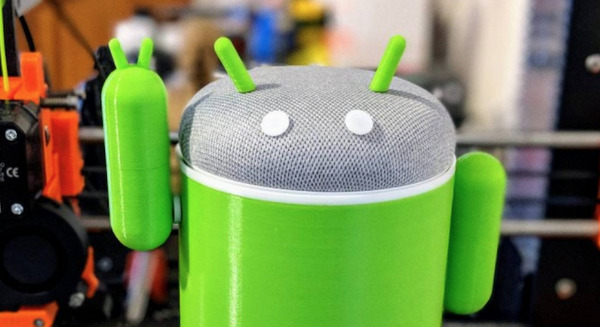 Androidのマスコット、通称「ドロイド君」の頭の部分にGoogle Home Miniをセットすると可愛い件 画像