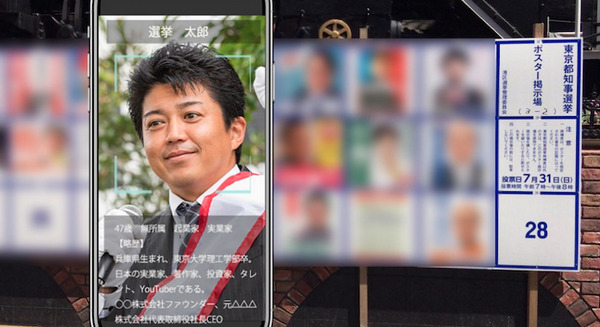 東京都知事選の候補者をスマホアプリで認識するとAIがプロフィールや政策をAR表示　Name VisionとPro版 sVisionを無償提供 画像