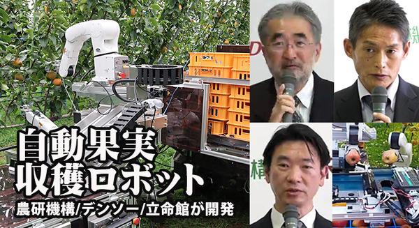 自律式の果実収穫AIロボットのプロトタイプを発表 人とほぼ同じ速さでリンゴなど果実を収穫 農研機構/デンソー/立命館が開発 画像