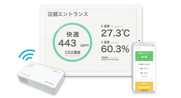 CO2濃度・温湿度、換気の必要度も見える化「まもセンサーAir」 +Styleが発売へ　価格は17,380円(税込) 画像
