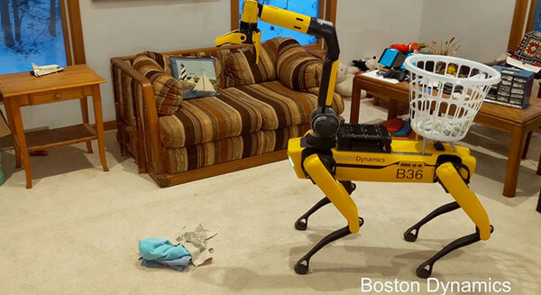 【速報】犬型ロボット「Spot」の新動画をボストンダイナミクスが公開 部屋の片付けや庭の手入れはお任せ 画像