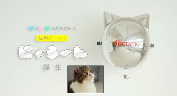 NTTドコモの猫型ドローン「にゃろーん」動画を公開　猫心をつかんで離さない技術と魅力を解説　#猫の日 画像