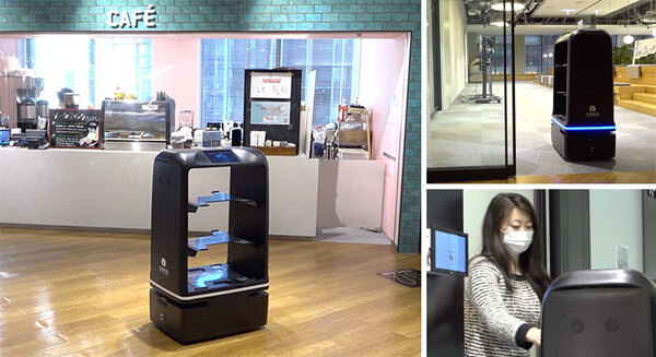 三菱地所がオフィス内でカフェのデリバリー「配膳ロボット」実証実験　NEC「YUNJI DELI」で非接触の感染対策のサービスレベルも検証 画像