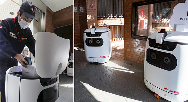 日本郵便がオートロック・マンション内で複数台の屋内配送ロボット「RICE」を実証実験　エレベータと連携して玄関先まで自動配達 画像