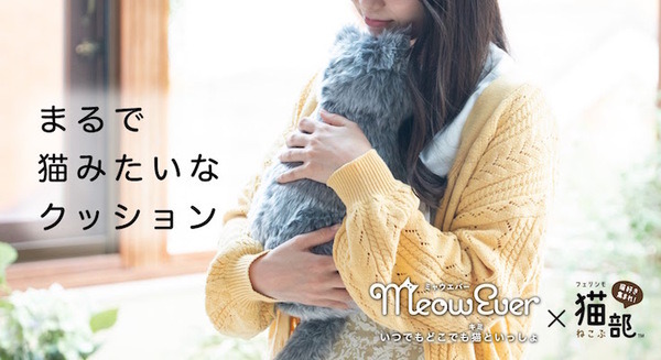 寝ている猫を再現した猫型クッション「ミャウエバー」Makuakeで先行販売開始 温もり、重さ、ゴロゴロ音、心音などを再現 画像