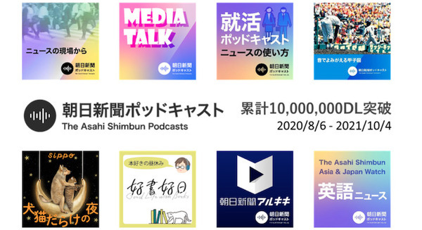 「朝日新聞ポッドキャスト」累計1000万ダウンロードを突破 番組数は8番組まで拡大 画像