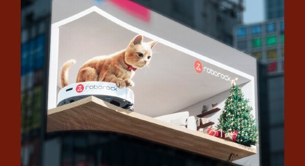 3Dの子猫とロボット掃除機が飛び出すRoborock「クロス新宿ビジョン」動画広告とキャンペーン開催　猫さま&3D放映スケジュール 画像
