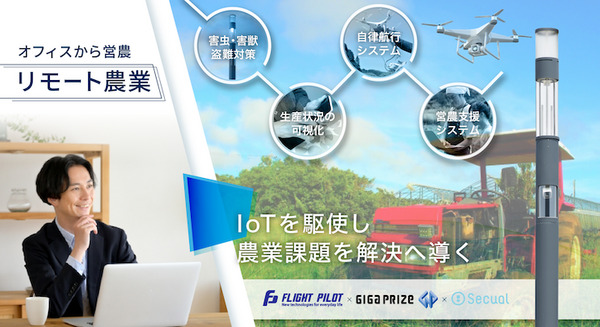 ICT機能を搭載した街灯「Secual Smart Pole」でリモート農業 ドローンやロボット農機を自律航行 害虫・害獣対策もリモートで 画像