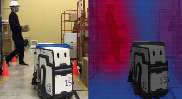 NEC、安全性を維持して搬送効率を2倍向上　リスクに応じたロボット制御技術を開発　NECの協調搬送ロボットに搭載へ 画像