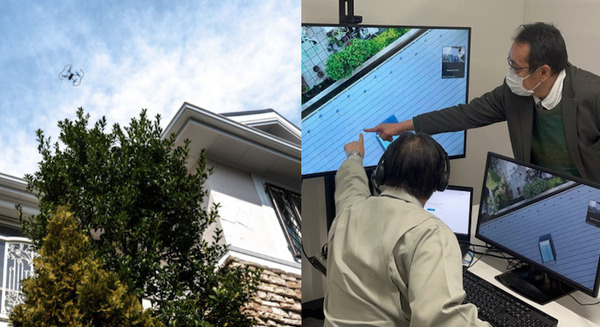 楽天グループ ドローンを用いた屋根部の損害調査に5Gを活用 鮮明な映像とライブストリーミングで鑑定業務を効率化 画像