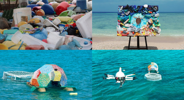 NTTドコモが沖縄の海洋ゴミ問題に地元住民と取り組む「ウミガメの恩返し」回収したゴミで外装やアート作品を制作 画像