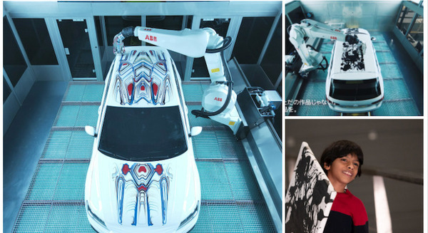 ABBロボティクス、世界初のロボット塗装を施したアートカーを公開　インドの8歳の神童とドバイのデジタルデザイン集団がコラボ 画像