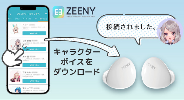 操作音を推しの声に変えられる Zeenyシリーズ初のハイレゾ音質ワイヤレスイヤフォン『Zeeny Artist』販売開始 画像