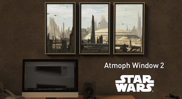 「Atmoph Window 2|Star Wars」第四弾はスター・ウォーズ エピソード2より「コルサント」の風景　摩天楼やスピーダーを再現 画像