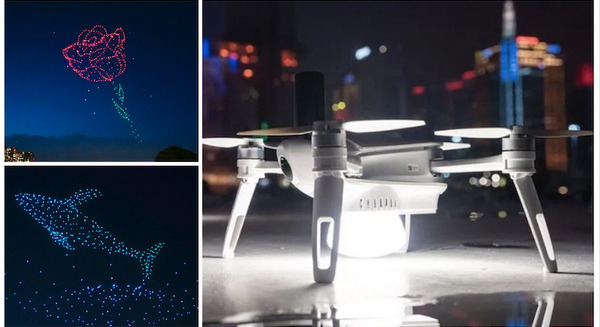 国内最大700機が連携したショーにも成功したドローンショー用機体「TAKE」レッドクリフが予約開始　夜空のバラや鯨の画像を公開 画像