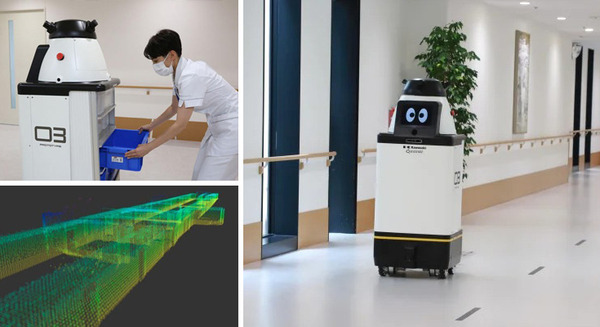 藤田医科大学病院 自動配送サービスロボットの実証実験　川崎重工業とSEQSENSEと協業、3D LiDARと自律走行制御を導入 画像