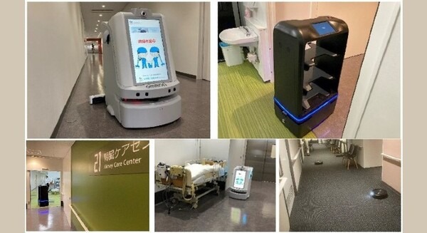 医療センターで病院設備と複数ロボットを連携、清掃・案内・配送サービス実証導入　清水建設とブルーイノベーション、オムロン 画像