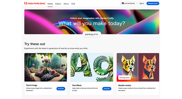 アドビ、商業利用に特化したジェネレーティブAI「Adobe Firefly」のプライベートベータ版提供開始 画像