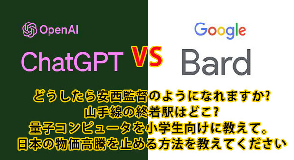 日本語対応したGoogle「Bard」「ChatGPT」と生成系AI対決　同じ質問で比較してみた　驚愕の回答も 画像
