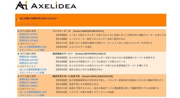 世界初!AIによる日本語版発明提案サービス「AXELIDEA Patent」試験提供開始 アイデアを生み出すAI開発へ Axelidea 画像