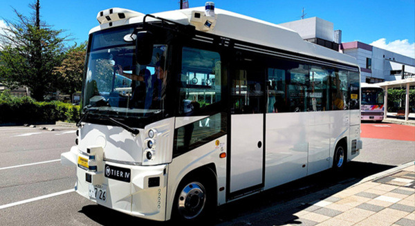 量産型の最新自動運転EVバスでレベル4の走行実験 2025年度の導入を目指す 長野県塩尻市でアイサンテクノロジー、ティアフォー 画像
