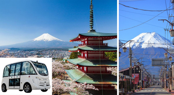 富士山麓・富士吉田市の「富士みち」で自動運転EVバスの公道実証実験を実施　2025年度レベル4自動運転に向けて　富士急/慶應大/東大/BOLDLYら共同で 画像