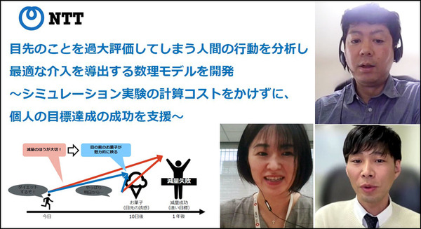 NTT人間情報研究所 目先のことを過大評価する「現在バイアス」と人間を行動分析、介入して最適な成果を得る「数理モデル」を開発 画像