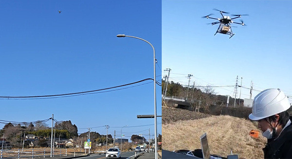 ドローンのレベル3.5飛行で国道横断を実施　第二種型式認証機体で許可・承認不要で飛行　イームズロボティクス 画像