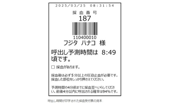 AIが採血の呼出し時間を予測、採血待ち時間の課題解決へ　藤田医科大学病院で8月からAI予測システムの本格運用開始 日立ハイテク 画像