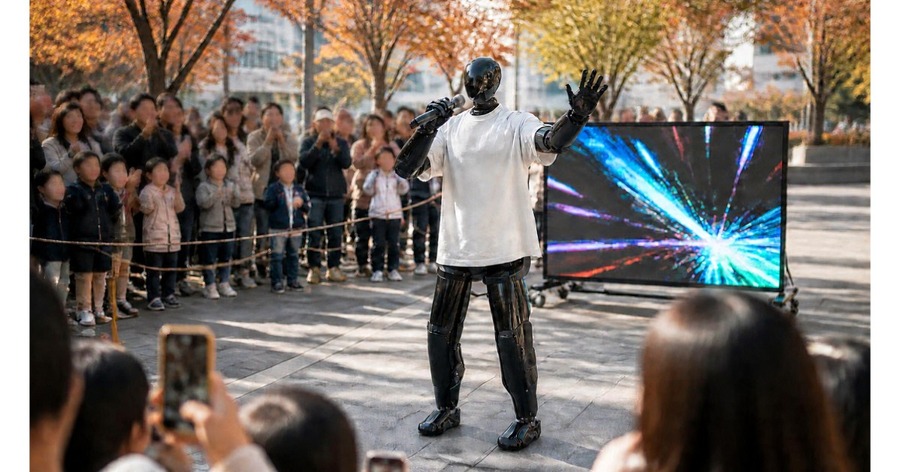 音声AIとヒューマノイドの「AI大道芸人」をカラクリとHighlandersが共同開発 観客のお題から即興ラップ