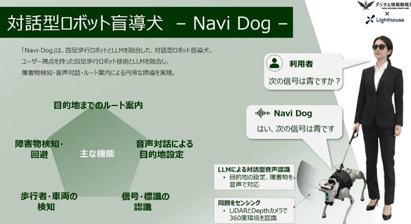 四足歩行ロボットが盲導犬不足を補完 フィジカルAI活用「Navi-Dog」をD.I.S.RとLighthouseが共同開発開始