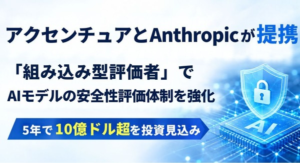 アクセンチュアとAnthropicが提携、組み込み型評価者でAIモデルの安全性評価体制を強化 5年で10億ドル超を投資する見込み