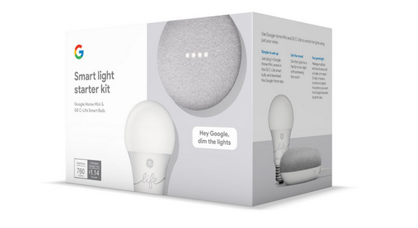 米グーグル、Google Home MiniとGE製スマートライトを同梱した「Google Smart Light Starter Kit」を発表