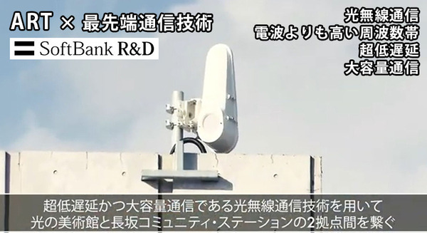 【世界初】ソフトバンクが2拠点を「光無線通信」で繋ぎ、屋外で8Kリアルタイム映像を伝送　真鍋大度氏の個展「EXPERIMENT」で