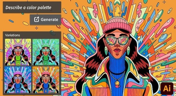 「Adobe Illustrator」にジェネレーティブAI「Adobe Firefly」の Generative Recolor を初搭載　イメージを言葉にしてベクターアートを生成