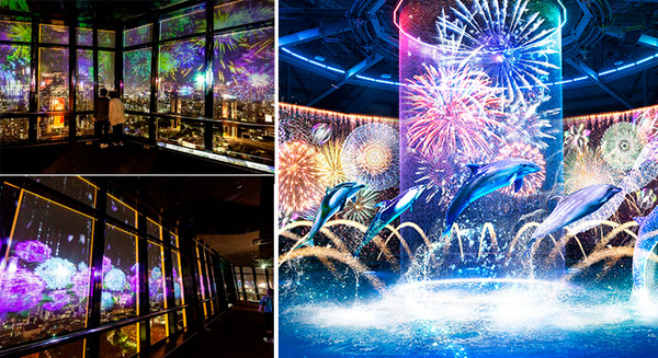デジタル花火アート続々開催　東京タワー「日本の風景×夜景」、マクセル アクアパーク品川「花火アクアリウム」のマッピングショー　ネイキッド演出
