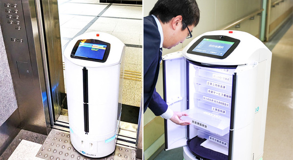 日本オーチス、大分県庁で自動搬送ロボットとのエレベータ連携実証に成功　県庁内で郵便物や小包を自動搬送、顔認証も活用 画像